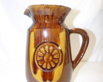 Treacle Glazed Bulgarian Art Pottery Jug 1970s
