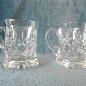 Stylish Heavy Lead Cut Crystal Half Tankards 1980s x 2