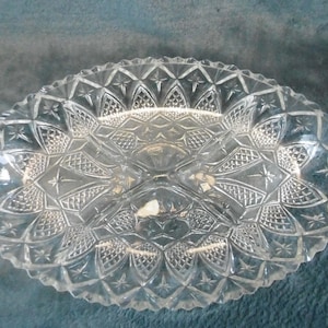 Beautiful 1950s heavy cut glass serving tray with 4 dividers