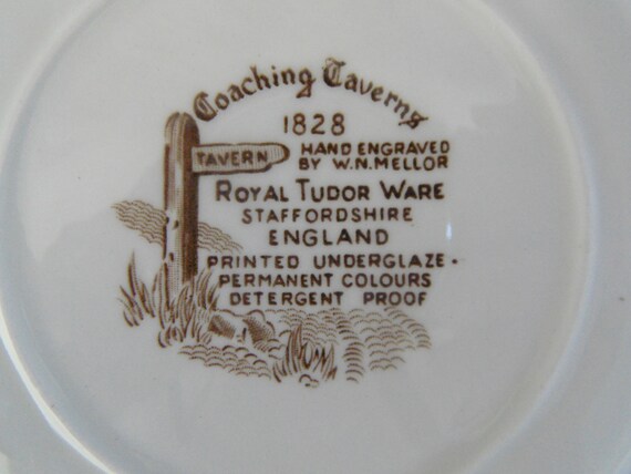  Tudor Wareコーチングタバーン セット5絵皿 Coaching Tavern - Royal Tudor Ware Plate, Hand Engraved by W.N.
