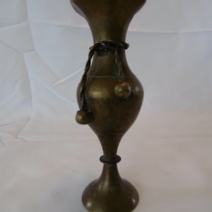 Vintage small Brass Pedestal Vase with rope decoration