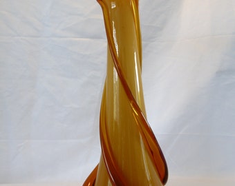 Stunning Italian Empoli Amber Vase 1960s - Cristalleria Fratelli - Betti Alrose