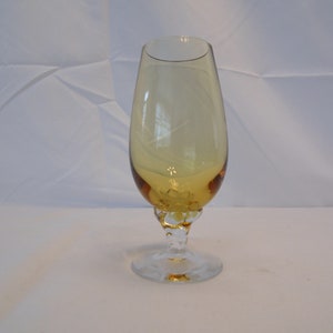 Empoli Glass Vase - Amber glass/Bud Vase on a barley twist clear foot - 1960s