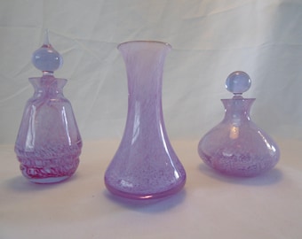 Stunning 3 Piece Caithness Glass Vanity Set 1950s