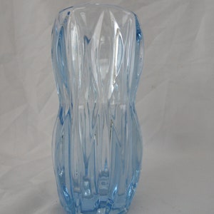 Rosice pale blue ridged vase - hourglass shape by Jan Schmid 1960s