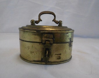 Art Nouveau miniature lockable brass trinket box