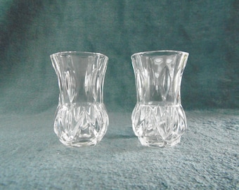 Cut Crystal Toothpick holder/Mini bud vase x 2 1950s