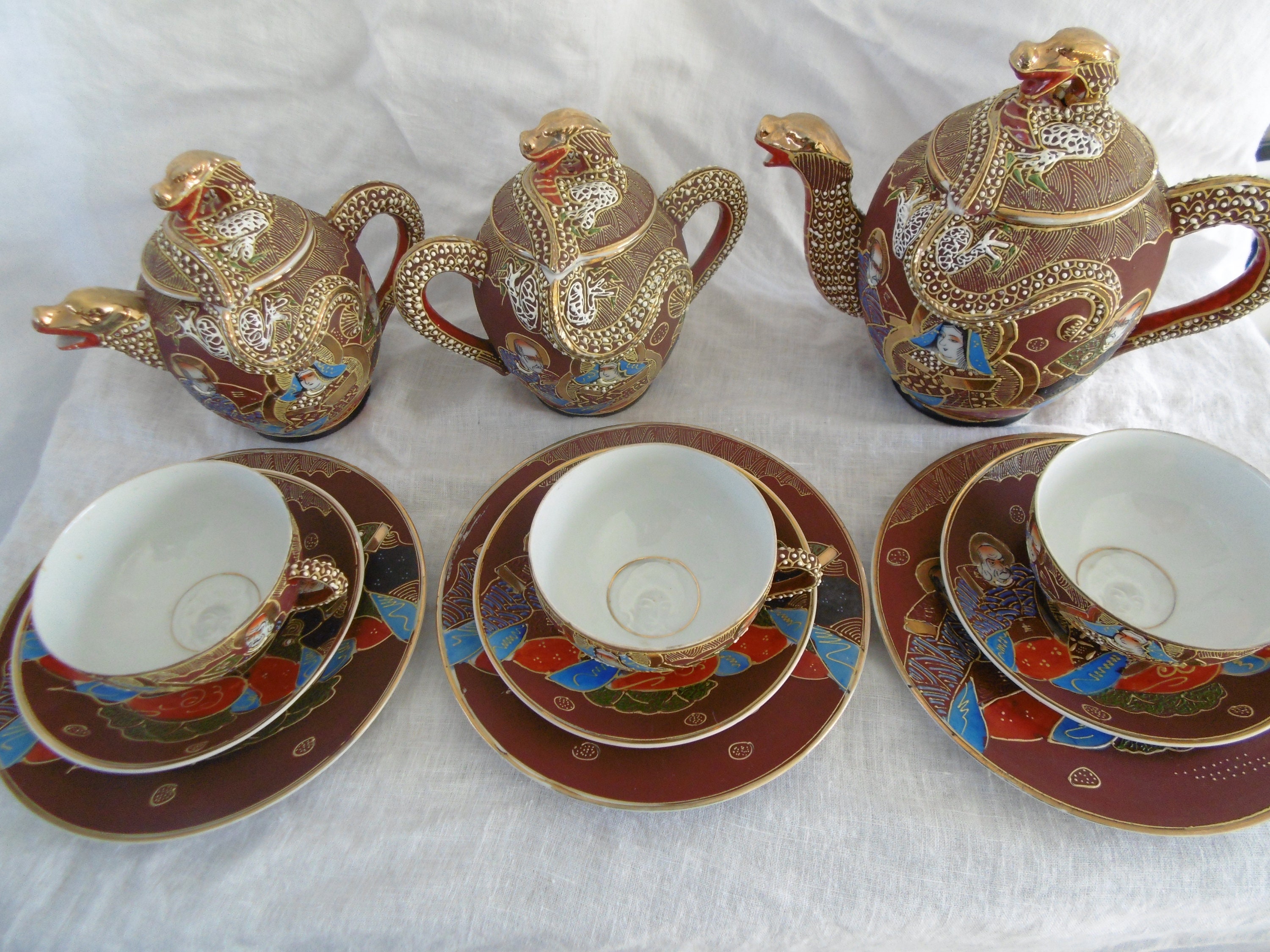 オールドニッポン 3D 1人用 竜双 盛上 透かし絵 芸者 龍 ドラゴン