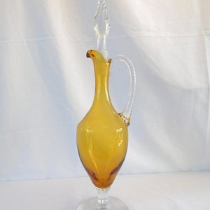 Mid Century Empoli Amber Decanter