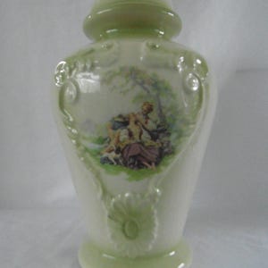 Large Ceramic Lamp Base - Romantic painted scene - 1930s