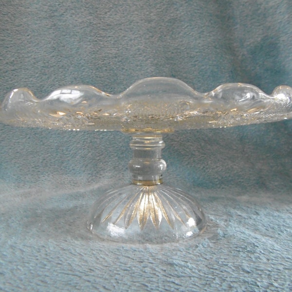 Stunning 1930s Glass Cake Stand on a Pedestal