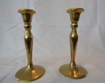 ヴィンテージ真鍮製キャンドルスタンド2個セット - 短い真鍮製
