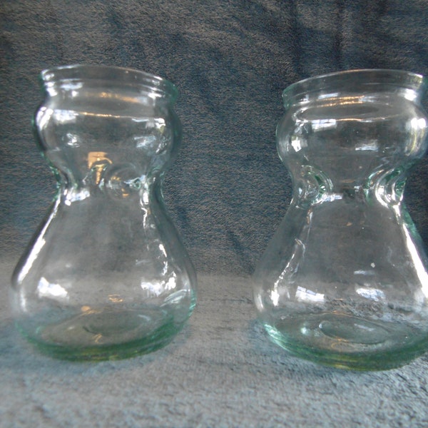 Hyacinth Bulb Glass Vase x 2 1960s