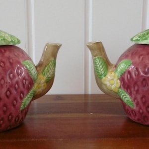 Novelty Strawberry Teapots x 2 1980s