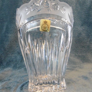 Bleikristall, German Lead Cyrstal cut crystal vase with etched flowers