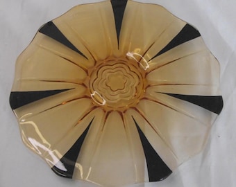 Johansfors Amber and Black Glass Plate 1930s