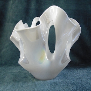 Art Glass ghost iridescent Murano style deep bowl 1960s