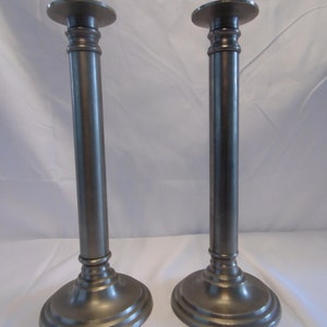 Vintage Metal Column Pair of Candlesticks