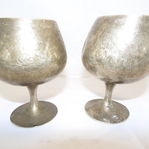 2 Silver Plated Antique Engraved Goblets