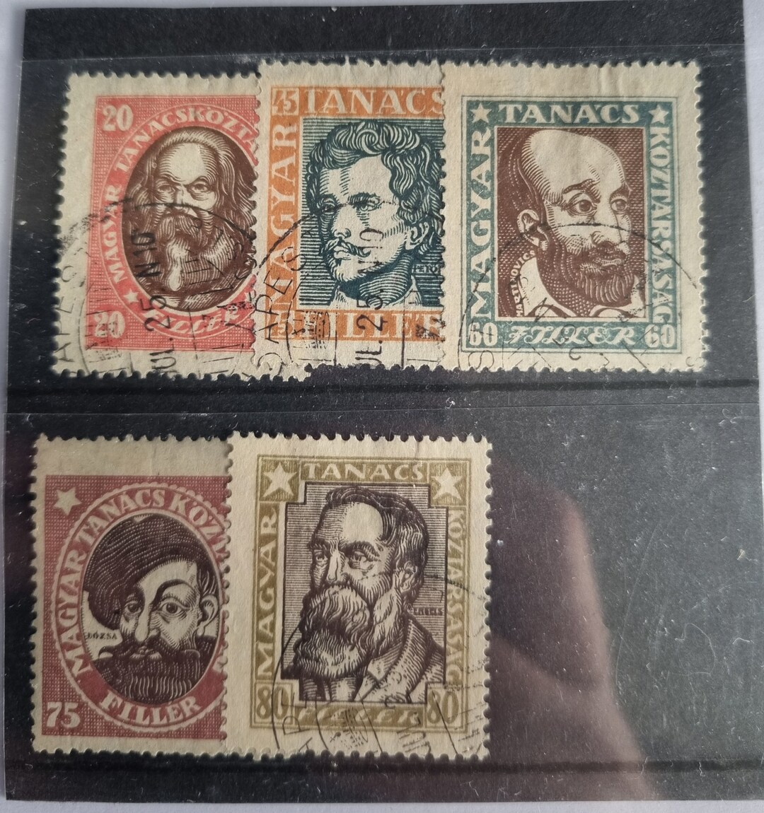 Vintage X5 1919 Magyar Postage Stamps. Ideal as Gifts or for Etsy