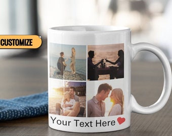 Personalized Photo Collage Coffee Mugs, Add up to 8 Photos, Front and Back, Anniversary Gift, Proposal Gift, Gift for a Loved One, Customize