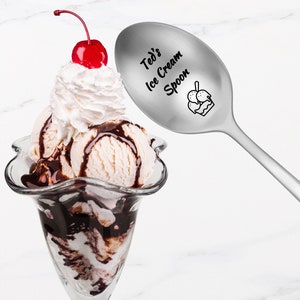 Engraved Stainless Steel Ice Cream Spoon, Personalized Gift