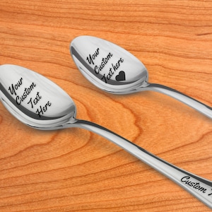 Custom Engraved Spoon with text or logo, Personalized Spoon, Engraved text, logo or emoji, Personalized cutlery, Custom Flatware,Custom Engraved Spoon, Father, Spoon Me, tea, Happy Birthday, Grandpa Ice Cream Spoon, Emoji Engraved Spoon