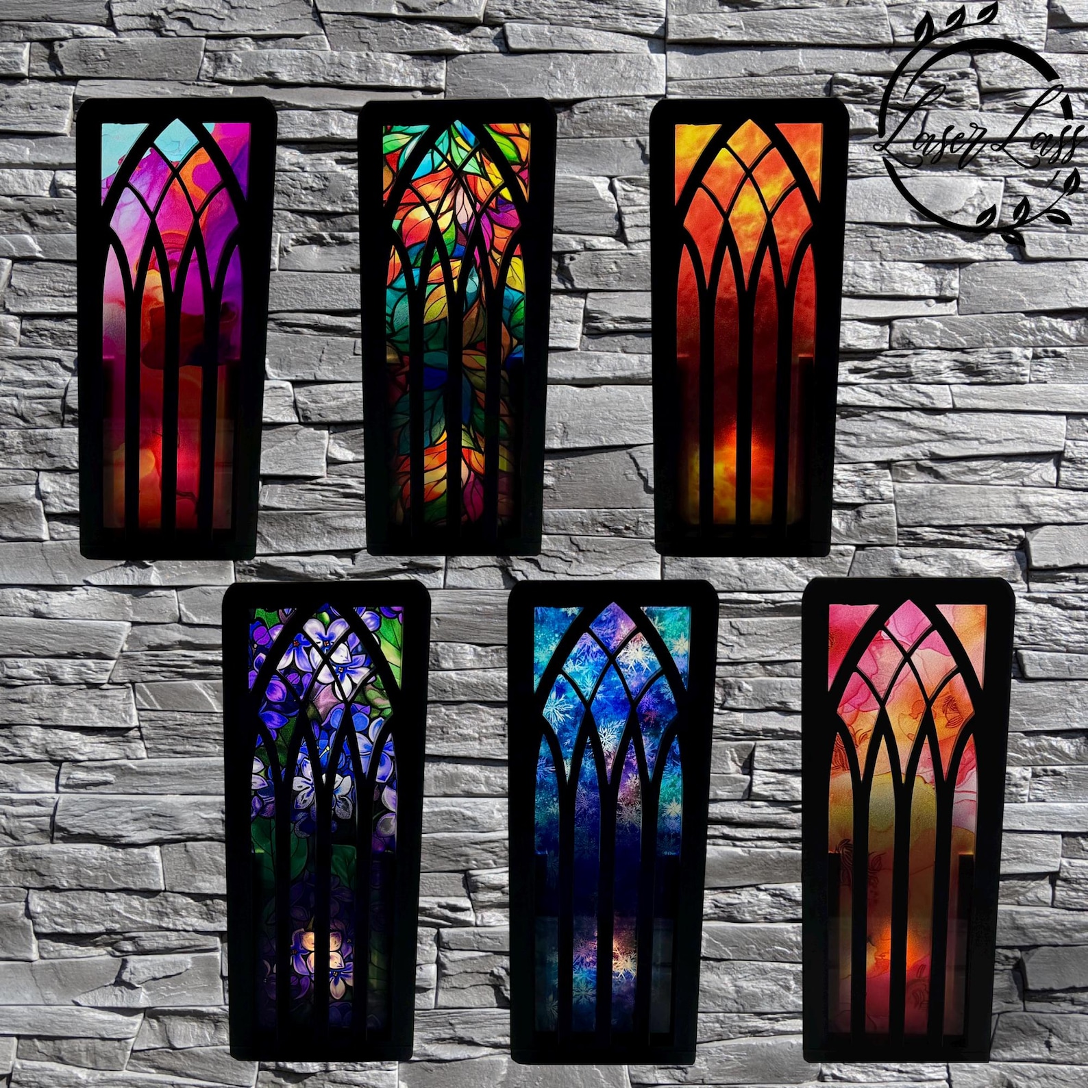 Stained Glass Gothic Cathedral Book Nook: Candle & Bookmark Holder, Bookshelf Insert