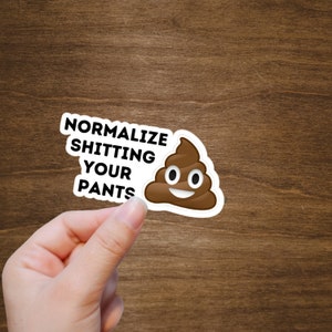 Normalize Shitting Your Pants, Rude Adult Sticker, Bold Language, Mature Humor, Stick-On Decal, Hilarious Gag Gift, Rude Adult Gift