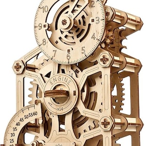 Motors Clock DIY 3D Mechanical Wooden Model Kit UGEARS Father&#39;s Day Gift, Functional Clock Model Kit Self Building Wooden Model Fans son