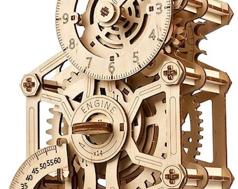 Motors Clock DIY 3D Mechanical Wooden Model Kit UGEARS Father's Day Gift, Functional Clock Model Kit Self Building Wooden Model Fans son