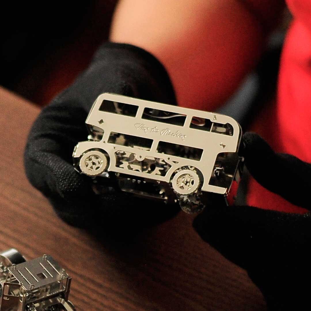 Cute Double Decker Movable Bus Model Metal Building Kit Model Kit DIY ...