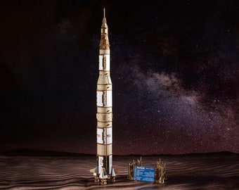 UGears NASA Saturn V Modellbausatz - 3D-Holzpuzzle DIY Raumfahrt-Enthusiasten Geschenkidee für Jungen,Männer Selbstmontage Geschichte Rakete