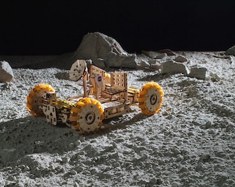 NASA Moon Rover Model Kit - UGears 3D Puzzle DIY Wooden Model for Space Enthusiasts, Gift for Boys, Men Mechanical Toy