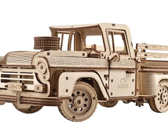 Pickup Lumberjack DIY 3d mechanical wooden model kit - UGEARS Vehicle Art Car Model 70171 Wooden Puzzle Truck Lumberjack the 1950s Truck