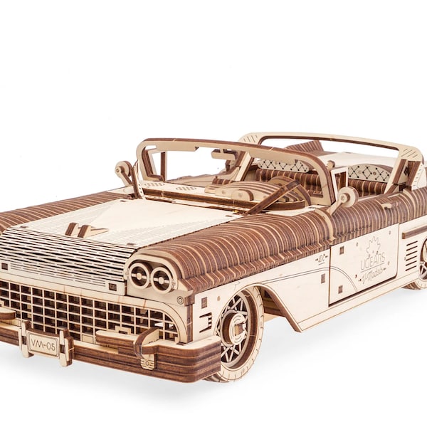 Traum Cabriolet vm-05 DIY 3d mechanischer Holzpuzzle Modellbausatz UGEARS Fahrzeug Kunst AutoModell Arbeitsmodell Getriebe Father's Day Gift