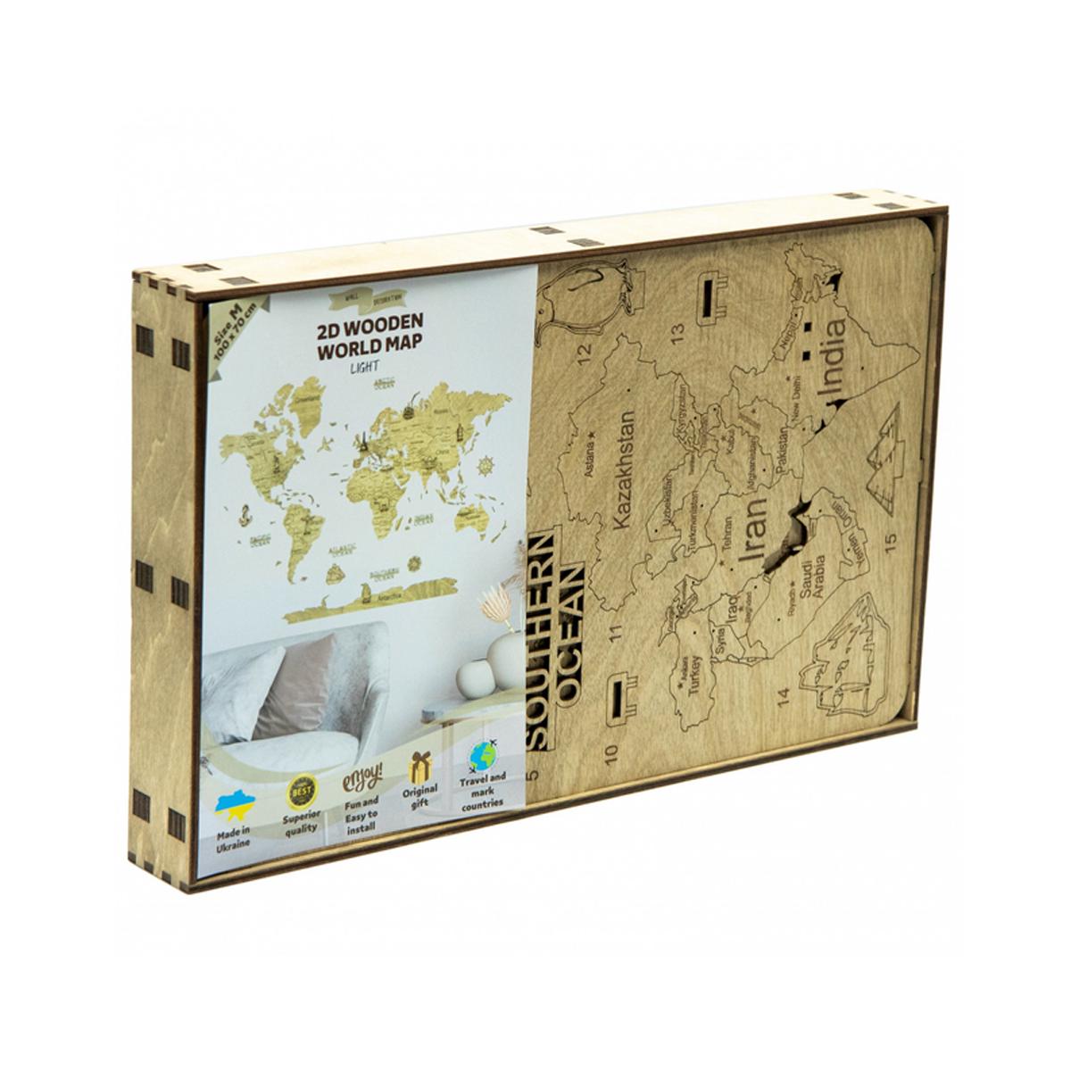 2D Wooden Map of the World, 2D World Map for Marking Travel, Pin Board ...