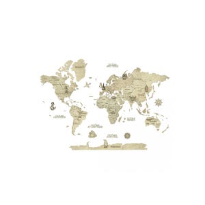 Mapa de madera 2D del mundo, mapa del mundo 2D para marcar viajes, mapa de tablero de anuncios DIY mapa madera creatifwood luz pequeña, arte de pared regalo viaje