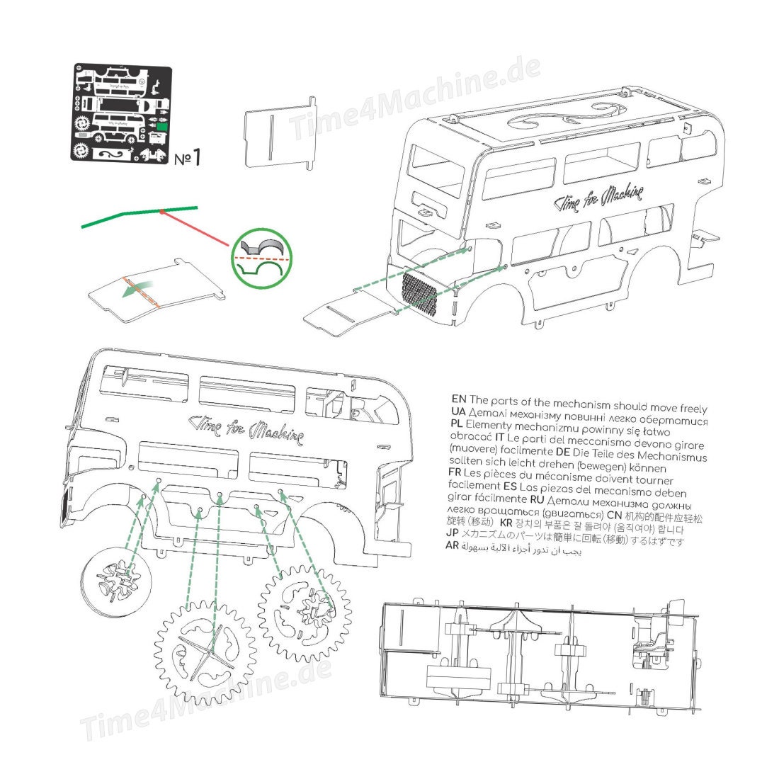 Cute Double Decker Movable Bus Model Metal Building Kit Model Kit DIY ...