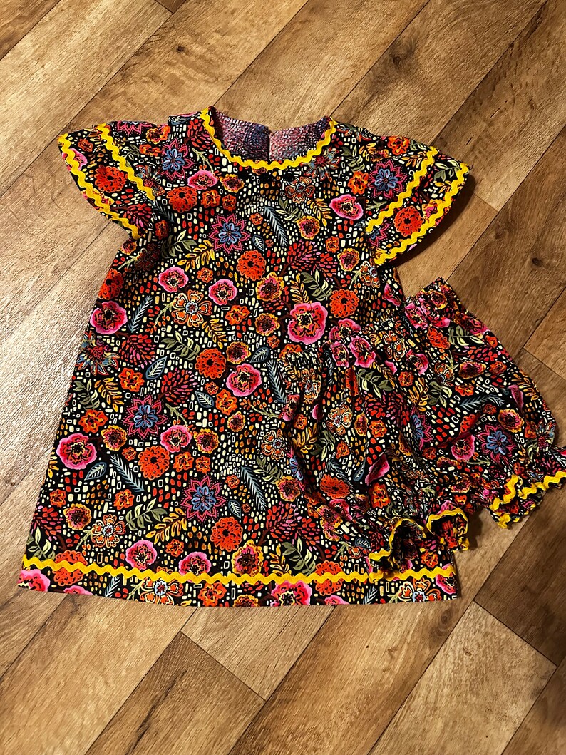 Little Girls Fall Dress With Matching Bloomers Etsy