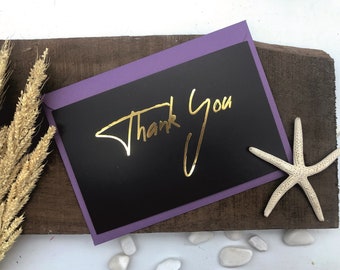 GOLD FOIL Thank you Cards, Anniversary, Bridesmaids Bridal Shower, Wedding Thank you Card, Handmade GOLD Foil Wedding Thank you Cards