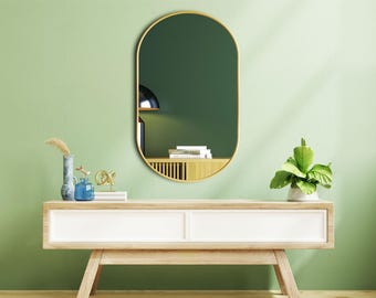 Handmade Organic Shape Wooden Frame Mirror, Modern Nordic Entryway Decor