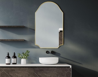 Entryway Wall Mirror, Gold Hallway Mirror, Modern Entry Mirror, Decorative Wall Mirror, Minimal Home Decor Mirror