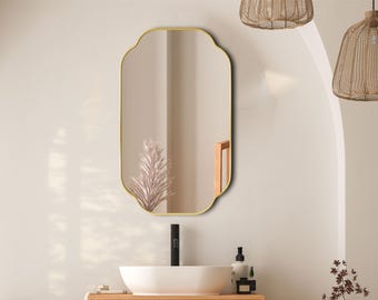 Minimal Wall Mirror, Japandi Mirror, Modern Neutral Decor, Simple Gold Mirror, Contemporary Mirror