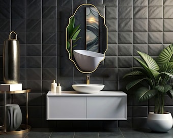 Handmade Organic Wooden Frame Mirror, Modern Nordic Decor Entryway Vanity
