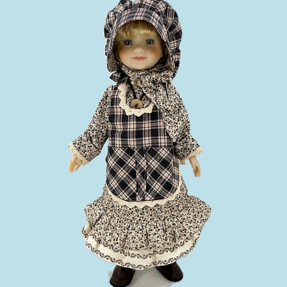 1800 SOMETIME Western Work Dress - Doll Clothes Outfit for 15” Doll like Ruby Red