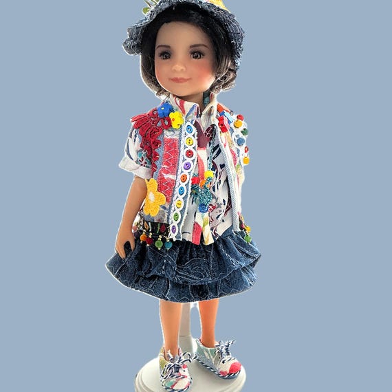 ZOO TRIP - Doll Clothes Skirt and Vest Outfit with Necklace for 15” Doll like Ruby Red