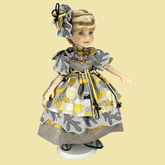 Oak & Acorns Doll Dress: 15" Ruby Red Doll Clothes, 4-Piece Ensemble