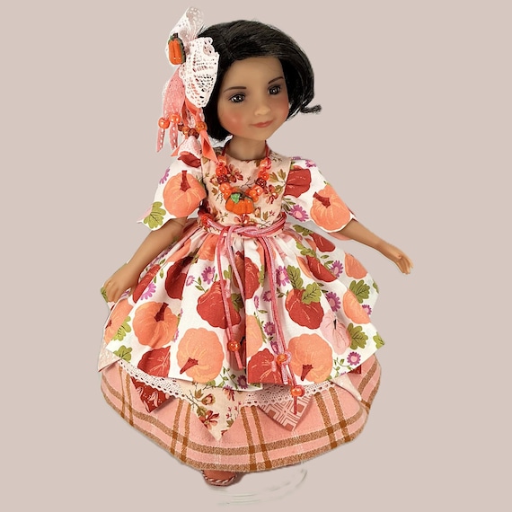 PINK PUMPKINS Dress - Doll Clothes Dress for 15” Doll like Ruby Red