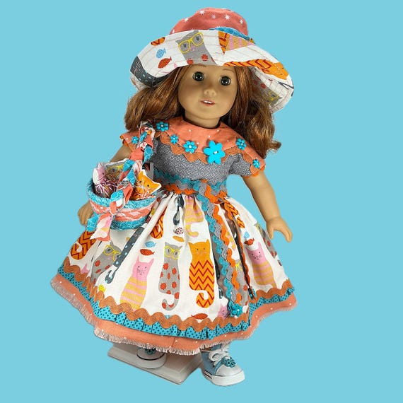 CATS & BUTTONS Doll Clothes Dress for 18” Doll like American Girl